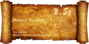 Mencz Szidor névjegykártya